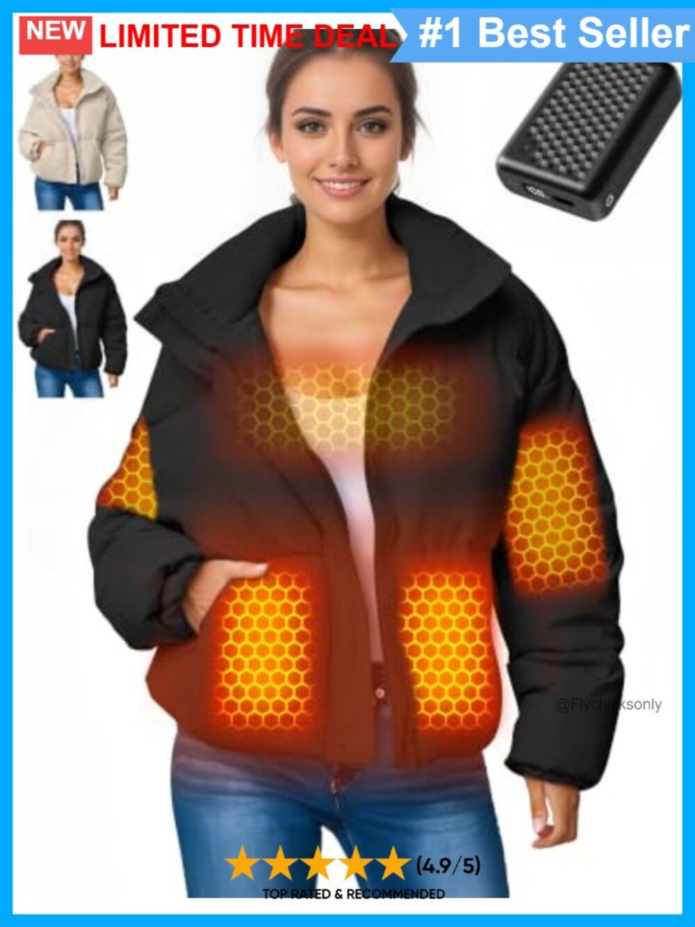 Graphene Heated Jacket 12V Fast Charge 18400mAh Windproof Water-Repellent